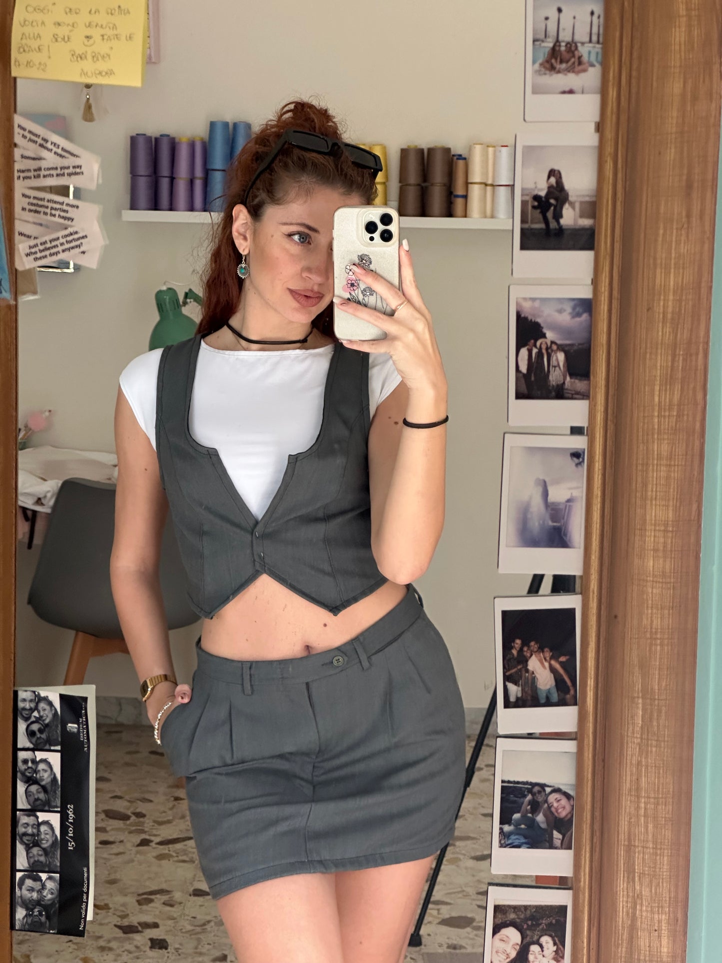 Upcycling Gilet & Skirt set